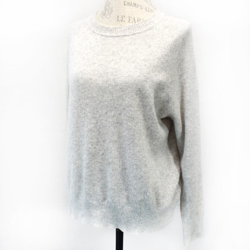 Vince cashmere linen blend minimalist designer gray sweater quiet luxury XS